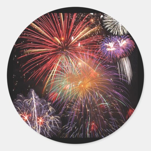 Fireworks Finale Ronde Sticker (Voorkant)
