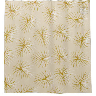 Fireworks Gold Cream Modern Shower Curtain Set Douchegordijn