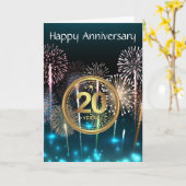 Fireworks Happy 20th Jubileum Kaart (Gele Bloem)