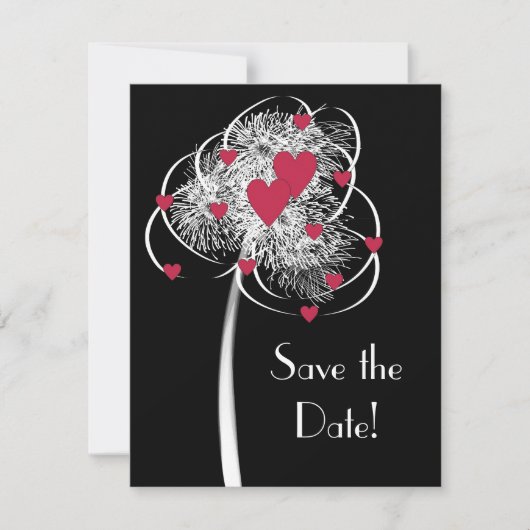 Fireworks & Hearts Tree Sla de datumaankondiging o Save The Date (Voorkant)