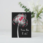 Fireworks & Hearts Tree Sla de datumaankondiging o Save The Date (Staand voorkant)