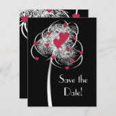 Fireworks & Hearts Tree Sla de datumaankondiging o Save The Date (Voorkant / Achterkant)