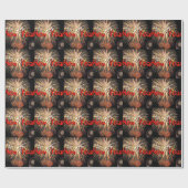 Fireworks in Red Happy New Year 2022 Wrapping P Cadeaupapier (Vlak)