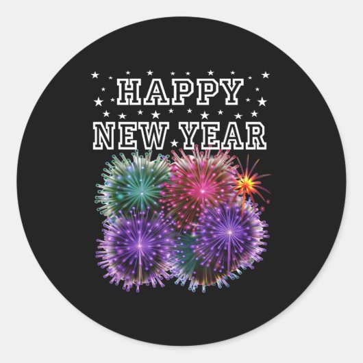 Fireworks New Year's Eve Party  Ronde Sticker (Voorkant)