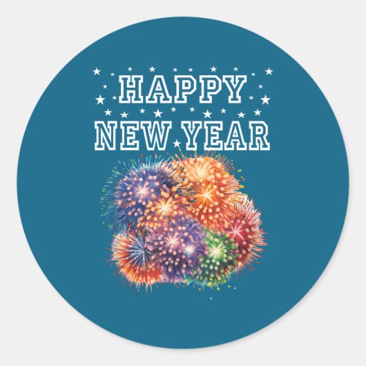 Fireworks New Year's Eve Party  Ronde Sticker (Voorkant)