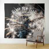 Fireworks New Years White Photo Booth Backdrop Wandkleed (In Situ (horizontaal))