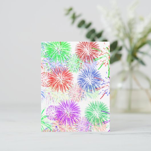 Fireworks op Blank (achtergrondkleur toevoegen) Briefkaart (Staand voorkant)