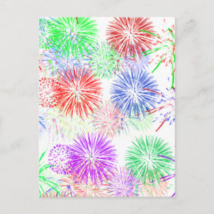 Fireworks op Blank (achtergrondkleur toevoegen) Briefkaart