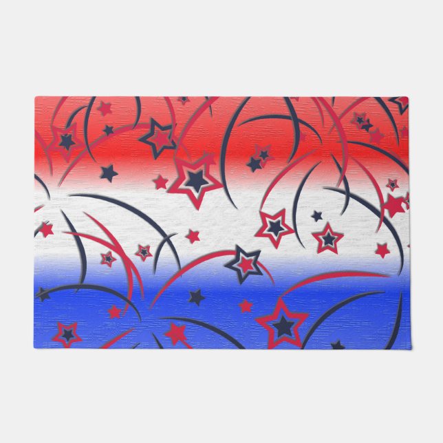 Fireworks op Red White Blue Deurmat (Voorkant)