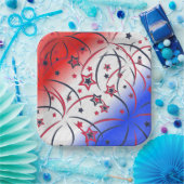 Fireworks op Red White Blue Papieren Bordje (Feest)