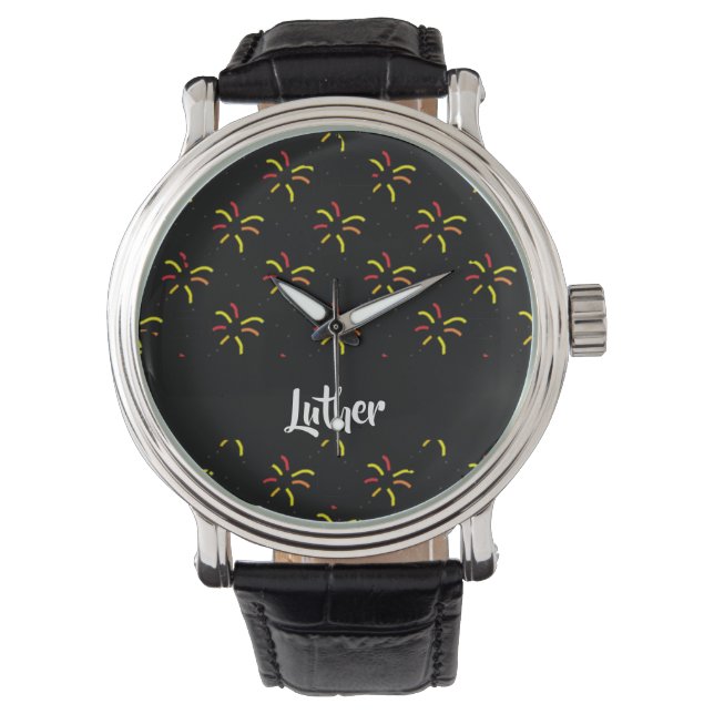 Fireworks op zwart horloge (Voorkant)