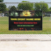 Fireworks op zwart met gebeurtenisinformatie spandoek (Insitu)