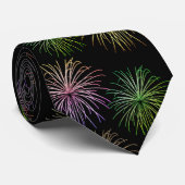 Fireworks op zwart stropdas (Opgerold)