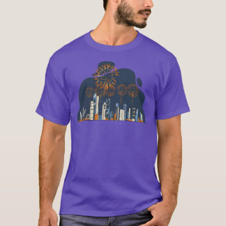 Fireworks Over City Skyline Fireworks T-shirt