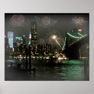 Fireworks over het New York Skyline Poster