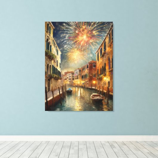 Fireworks over Venice Canvas Wall Art (Insitu (Houten vloer))