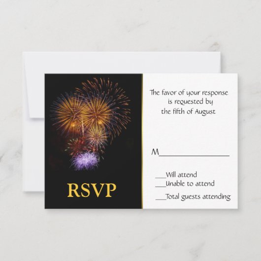 Fireworks-reactiekaart RSVP Kaartje (Voorkant)