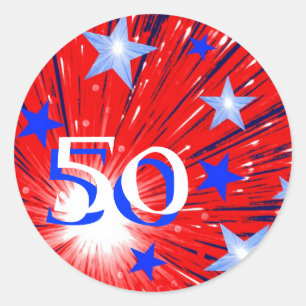 Fireworks Red White Blue 'Age'-sticker Ronde Sticker