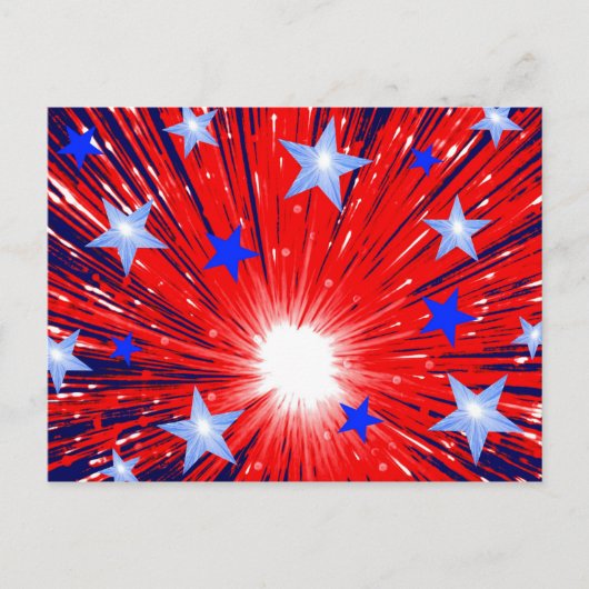 Fireworks Red White Blue-briefkaart Briefkaart (Voorkant)