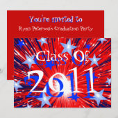 Fireworks Red White Blue 'Class of 2011' party Kaart (Voorkant / Achterkant)