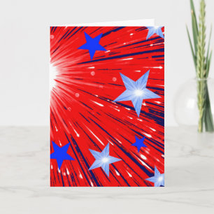 Fireworks Red White Blue-groetingkaartportret Kaart