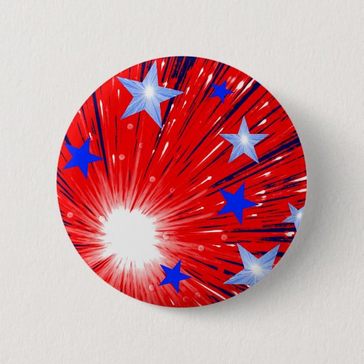 Fireworks Red White-knop rond Ronde Button 5,7 Cm (Voorkant)