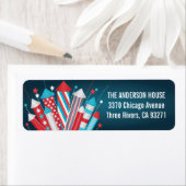 Fireworks Rockets, 4 juli, Adresetiketten Etiket (Insitu)