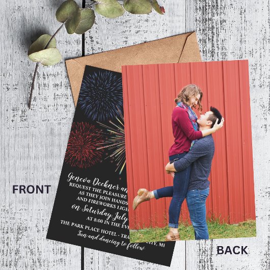 Fireworks Sky 4 juillet Faire-part de mariage