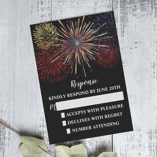 Fireworks Sky 4 juillet Réponse du Mariage/RSVP