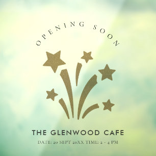 Fireworks Star Gold Glitter - Binnenkort geopend Raamsticker