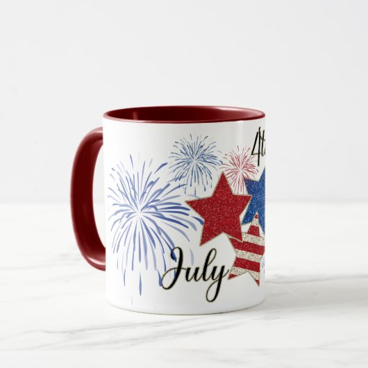 Fireworks Stars and Stripes 4 juli Mok 11 oz (Voorkant links)