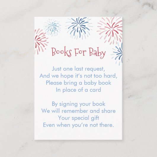 Fireworks Stars en Stripes Books for Baby shower Informatiekaartje (Voorkant)