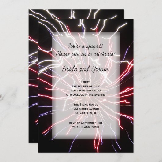 Fireworks Summer Engagement Party Kaart (Voorkant / Achterkant)