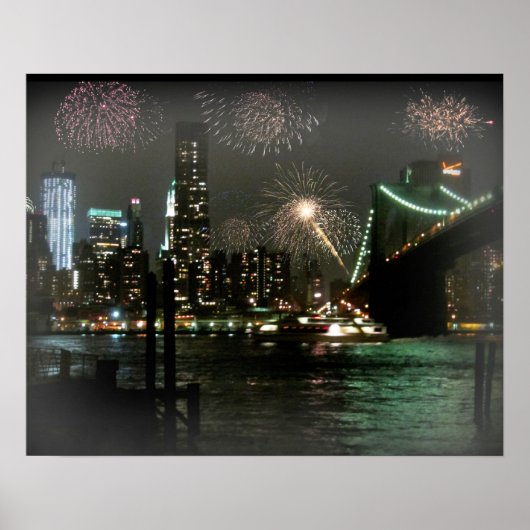 Fireworks sur New York Skyline Poster (Devant)