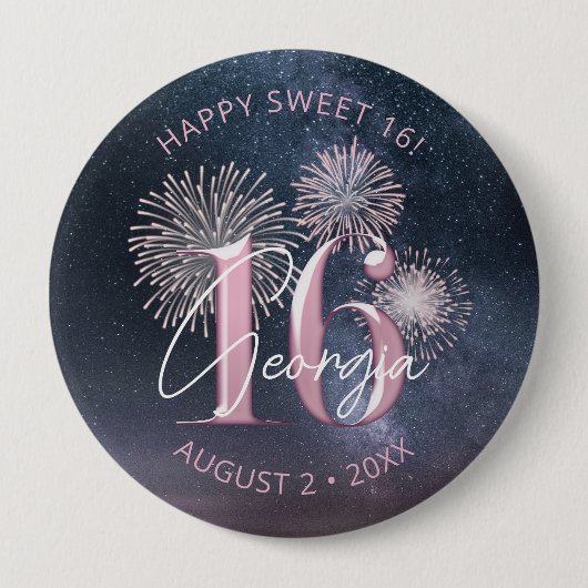 Fireworks Sweet 16 Midnight Blush ID984 Ronde Button 4,0 Cm (Voorkant)