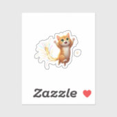 Fireworks Tail Cat Jumping Feline New Year Sparkle Sticker (Vel)
