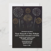 Fireworks Thème Black Gold Wedding Invitations (Devant)