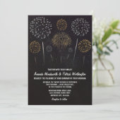 Fireworks Thème Black Gold Wedding Invitations (Debout devant)