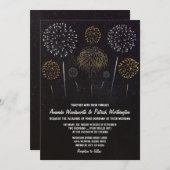 Fireworks Thème Black Gold Wedding Invitations (Devant / Derrière)