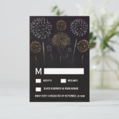 Fireworks Thème Noir Noir Mariage Cartes RSVP (Debout devant)