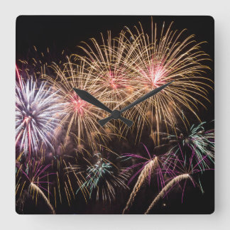 Fireworks Wall-vergrendeling Vierkante Klok