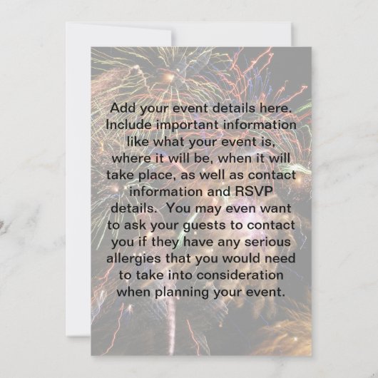 Fireworks-weergave Kaart (Achterkant)