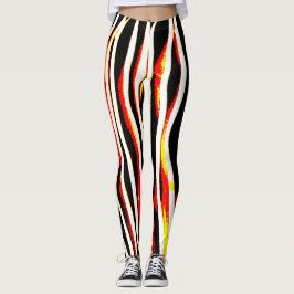 Firey Lightning Zebra Striped Leggings