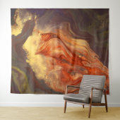 ** Firey Marble Flame Sinaasappel Geel Abstracte K Wandkleed (In Situ (horizontaal))