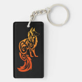 Firey Red Tribal Fox Kitsune Sleutelhanger (achterkant)