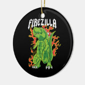 Firezilla Groen en Vuurmonster Keramisch Ornament (Links)