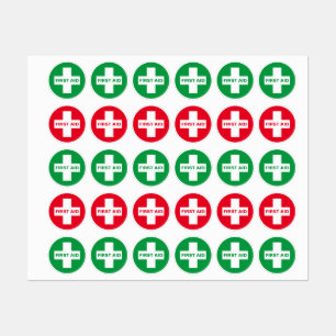 First Aid (White Cross) - Ambulance, Help, Doctor Labels