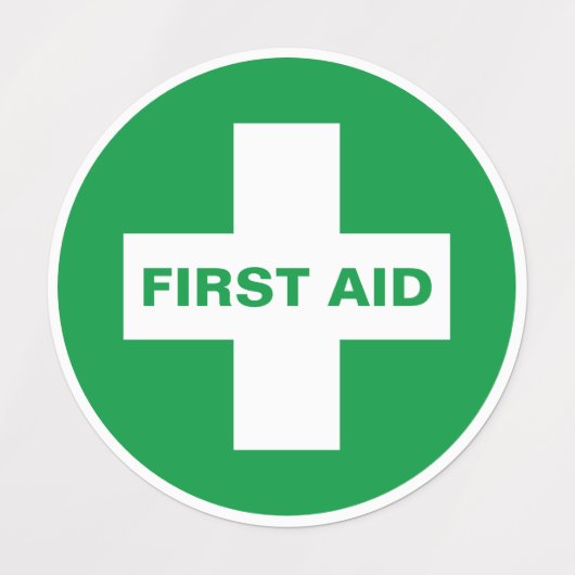 First Aid (White Cross) - Ambulance, Help, Doctor Labels (Design 1)