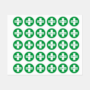 First Aid (White Cross) - Ambulance, Help, Doctor Labels