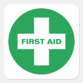 First Aid (White Cross) - Ambulance, Help, Doctor  Vierkante Sticker (Voorkant)